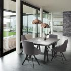 Küchenstuhl aus grauem Stoff und mattschwarzem Metall, 4-teilig – Mantova Viadurini