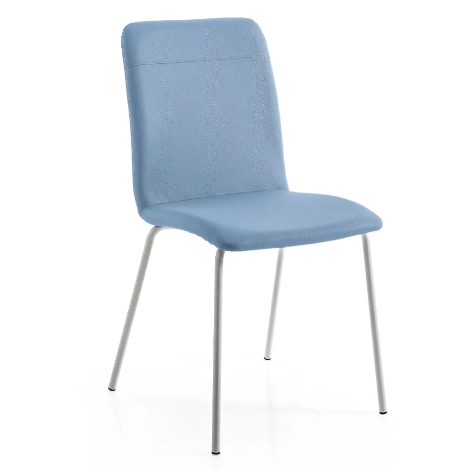 Küchen- oder Wohnzimmerstuhl im Design aus farbigem Kunstleder und Metall – Hermine Viadurini