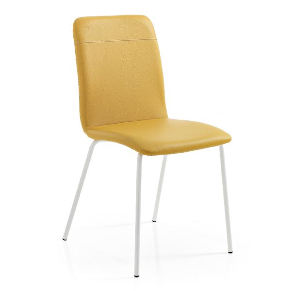 Küchen- oder wohnzimmerstuhl im design aus farbigem kunstleder und metall – hermine
