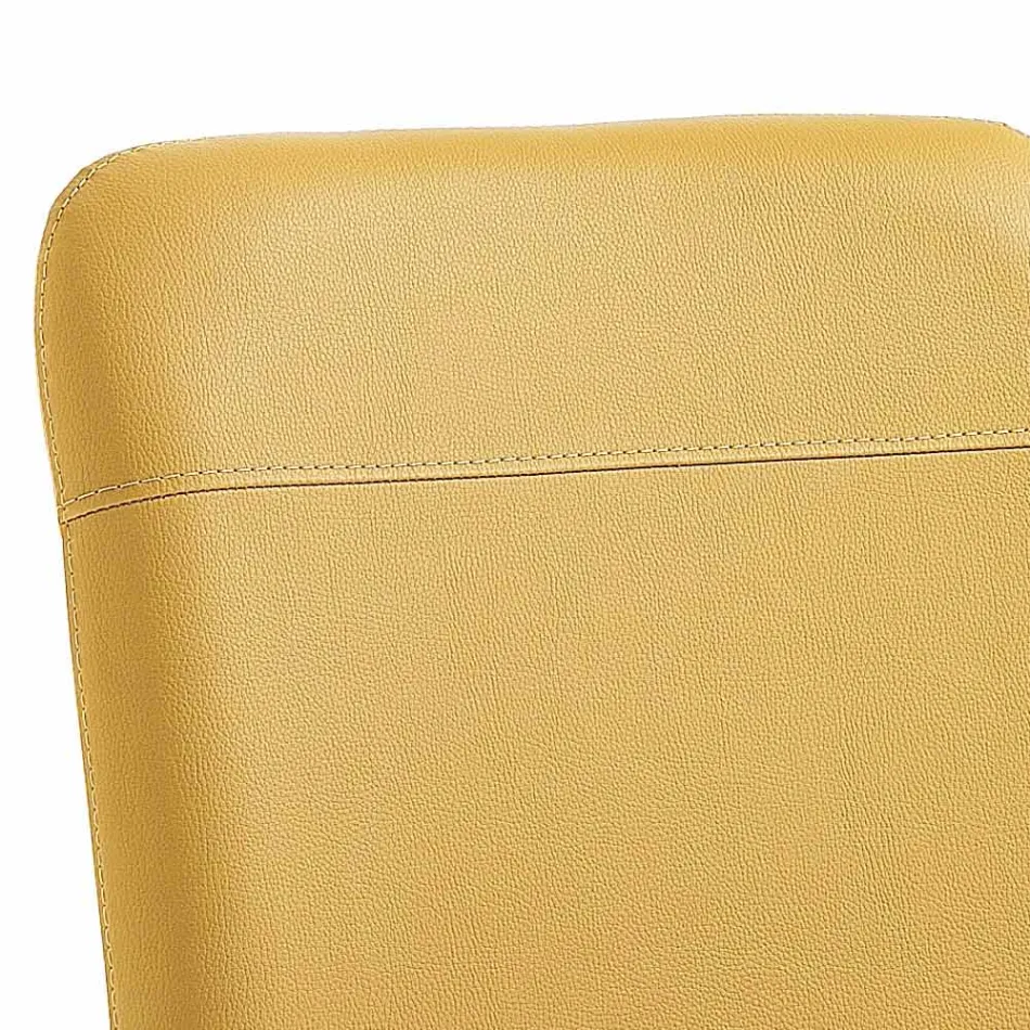 Küchen- oder Wohnzimmerstuhl im Design aus farbigem Kunstleder und Metall – Hermine Viadurini