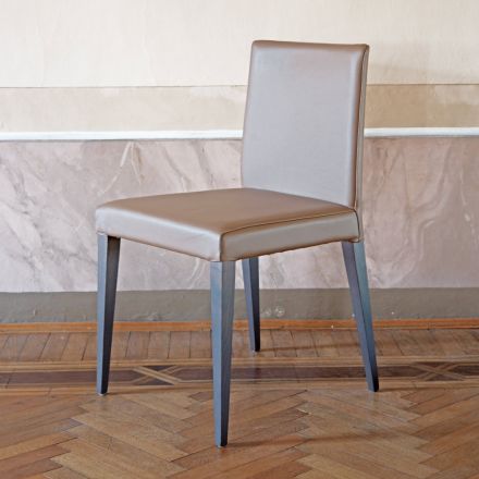 Küchenstuhl mit Lederbezug und Eschenstruktur, hergestellt in Italien – Sunny Viadurini