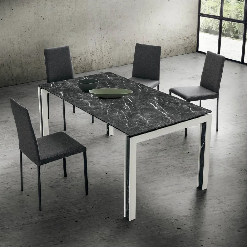 Mit Stoff gepolsterter Küchenstuhl, hergestellt in Italien, 2 Stück – Mawi Viadurini