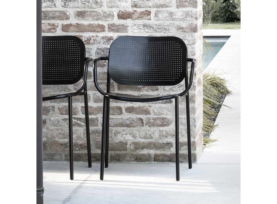 Outdoor-Stuhl mit Metallarmlehnen Made in Italy 2 Stück - Synergy Viadurini
