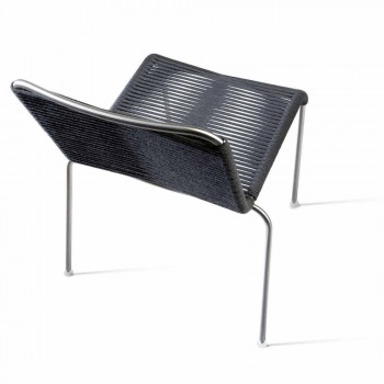 Design Outdoor Stuhl aus Stahl und schwarzer Kordel Made in Italy - Madagaskar1