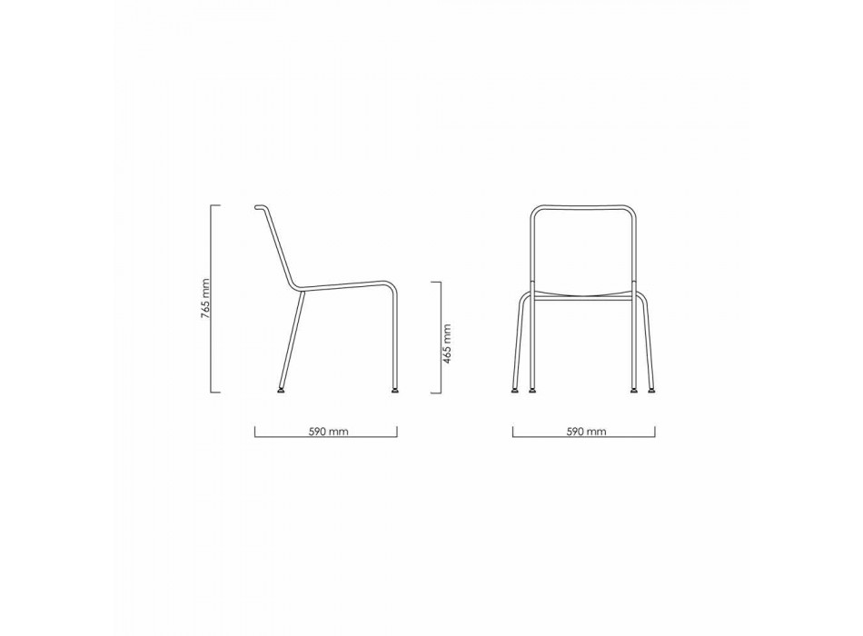 Design Outdoor Stuhl aus Stahl und schwarzer Kordel Made in Italy - Madagaskar1
