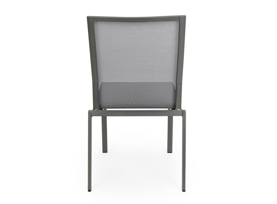 Stapelbarer Outdoor-Stuhl aus Aluminium und Textilene, Homemotion 4 Stück - Serge Viadurini