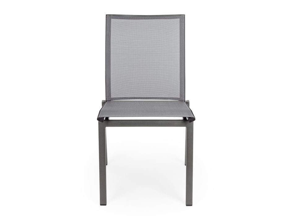 Stapelbarer Outdoor-Stuhl aus Aluminium und Textilene, Homemotion 4 Stück - Serge Viadurini