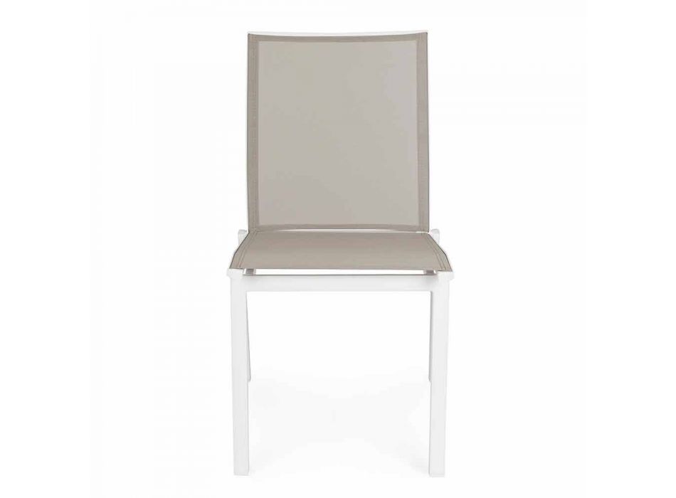 Stapelbarer Outdoor-Stuhl aus Aluminium und Textilene Homemotion, 4 Stück - Serge Viadurini