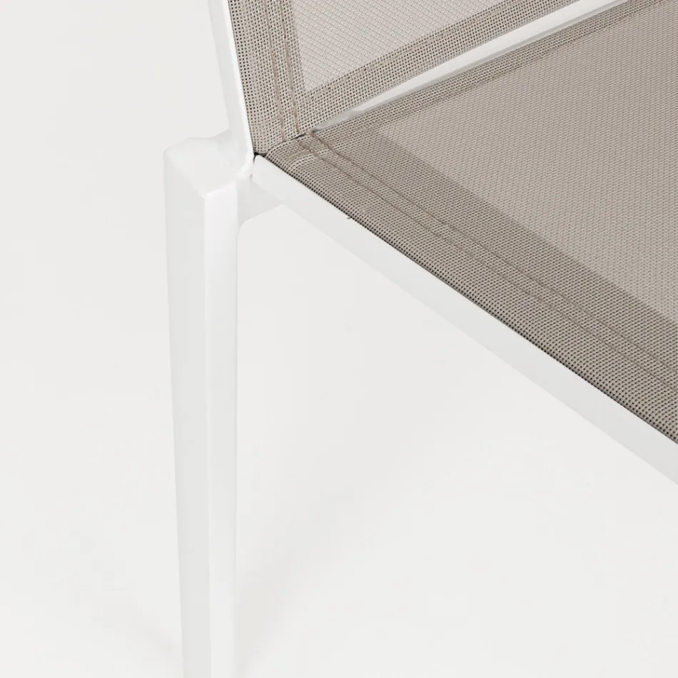 Stapelbarer Outdoor-Stuhl aus Aluminium und Textilene, Homemotion 4 Stück - Serge Viadurini