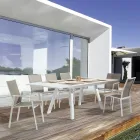 Stapelbarer Outdoor-Stuhl aus Aluminium und Textilene, Homemotion 4 Stück - Serge Viadurini