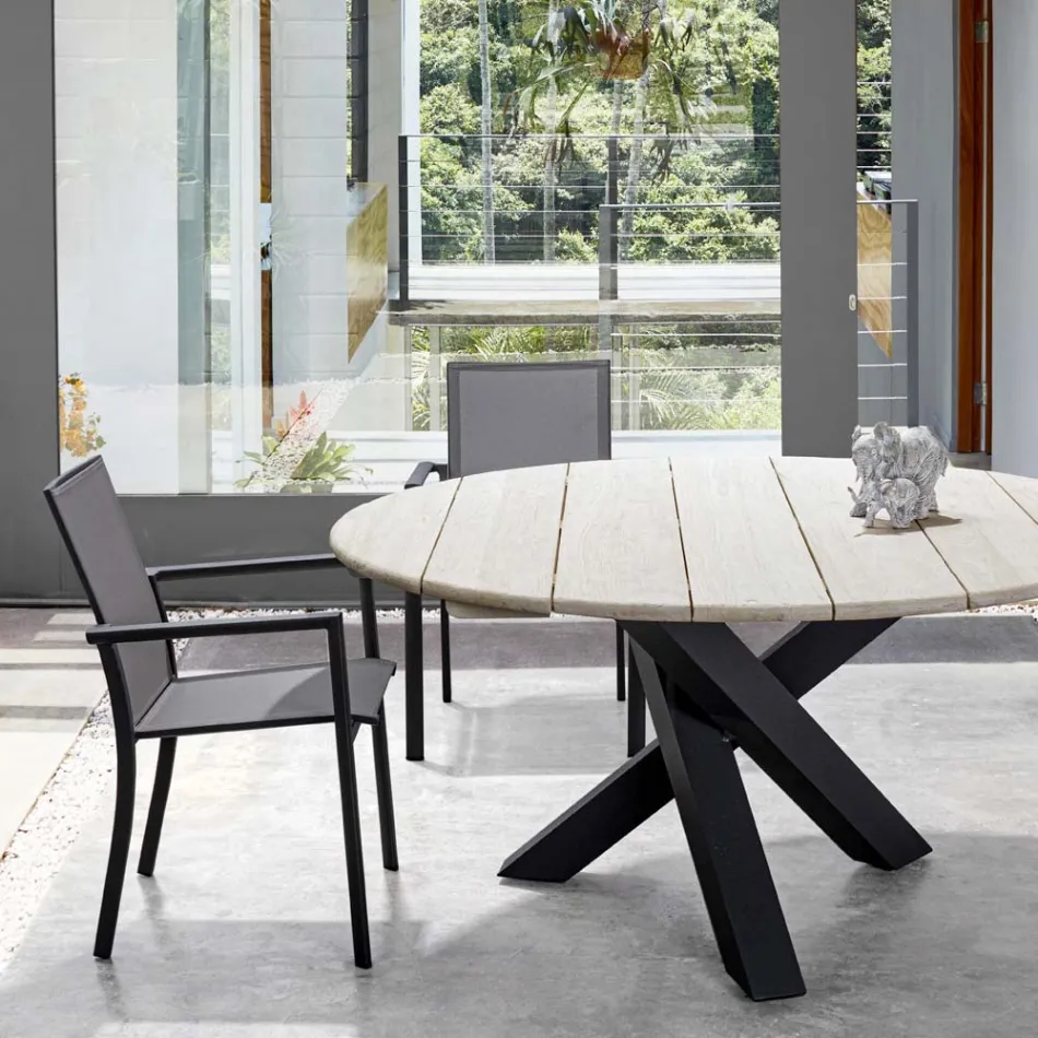 Stapelbarer Outdoor-Stuhl aus lackiertem Aluminium, Homemotion, 4 Stück – Vicki Viadurini