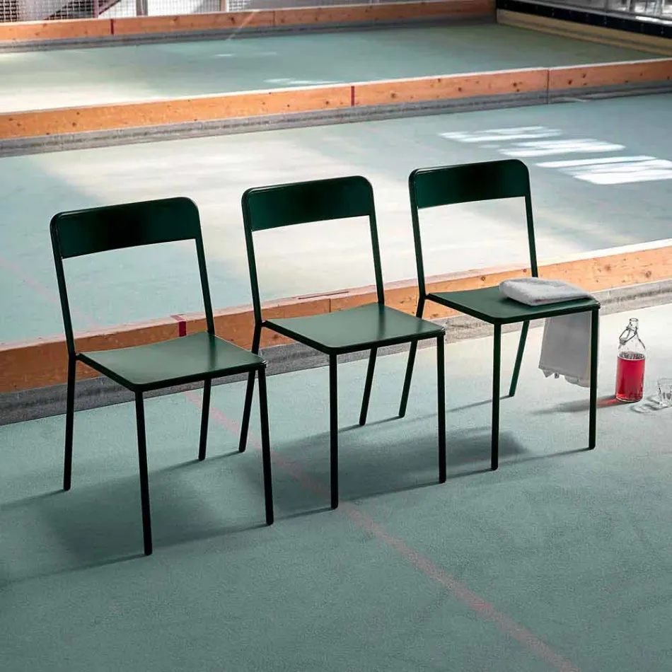Stapelbarer Metallstuhl im Freien Hergestellt in Italien, 4 Stück - Xylia Viadurini
