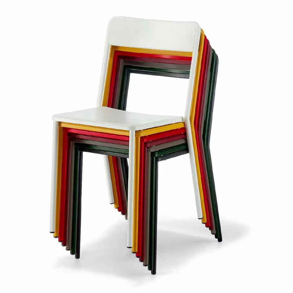 Stapelbarer Metallstuhl im Freien Hergestellt in Italien, 4 Stück - Xylia Viadurini