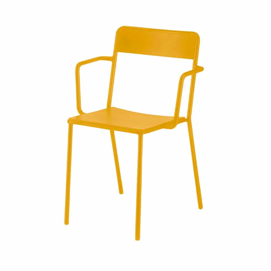 Stapelbarer Metallstuhl im Freien Hergestellt in Italien, 4 Stück - Xylia Viadurini