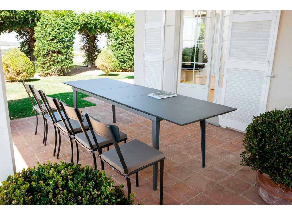 Stapelbarer Gartenstuhl aus lackiertem Metall Made in Italy, 4 Stück - Tüll Viadurini