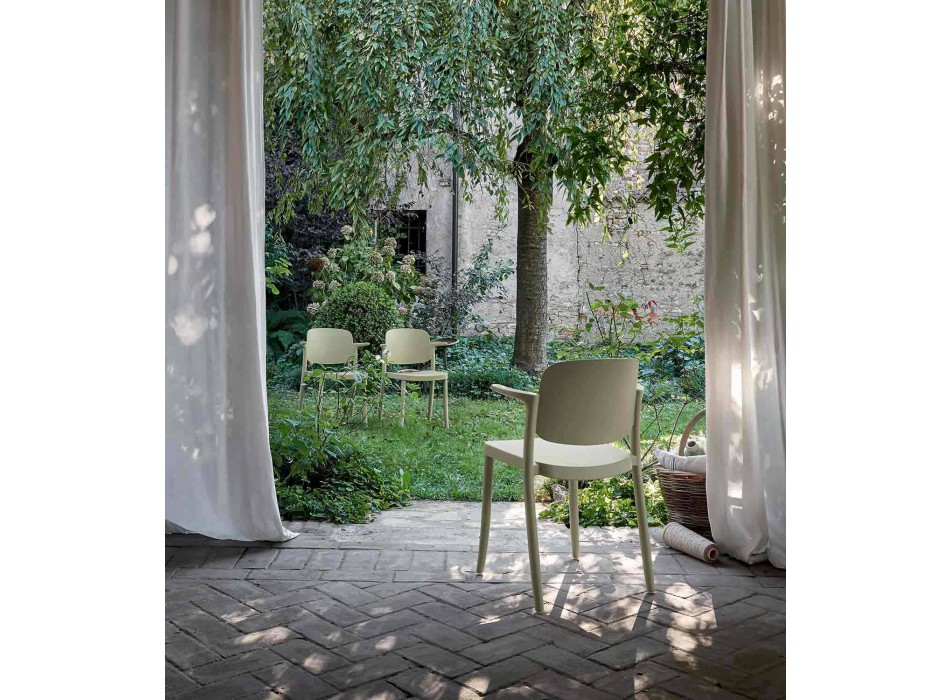 Stapelbarer Gartenstuhl aus Polypropylen Hergestellt in Italien, 4 Stück - Bertina Viadurini