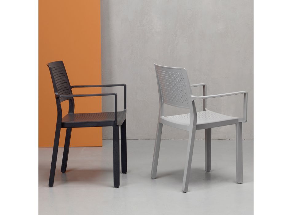 Stapelbarer Outdoor-Stuhl aus Technopolymer Made in Italy 4 Stück - Zurücksetzen Viadurini