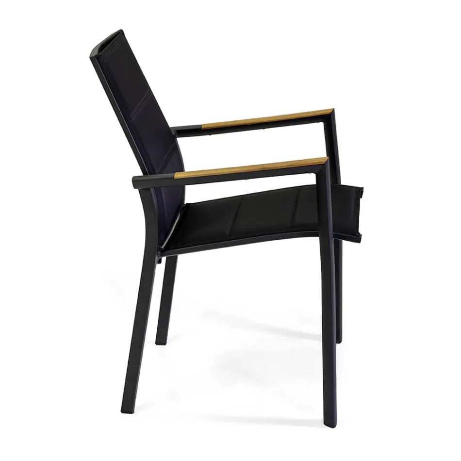 Outdoor-Stuhl aus Aluminium mit doppelschichtigem Textilene - Excursion Viadurini