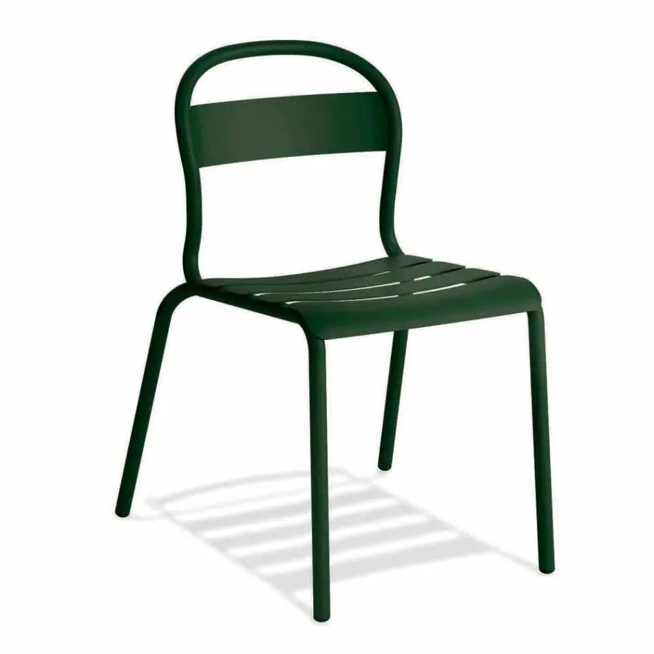 Stapelbarer Aluminiumstuhl im Freien Hergestellt in Italien, 4 Stück - Ulyssa Viadurini