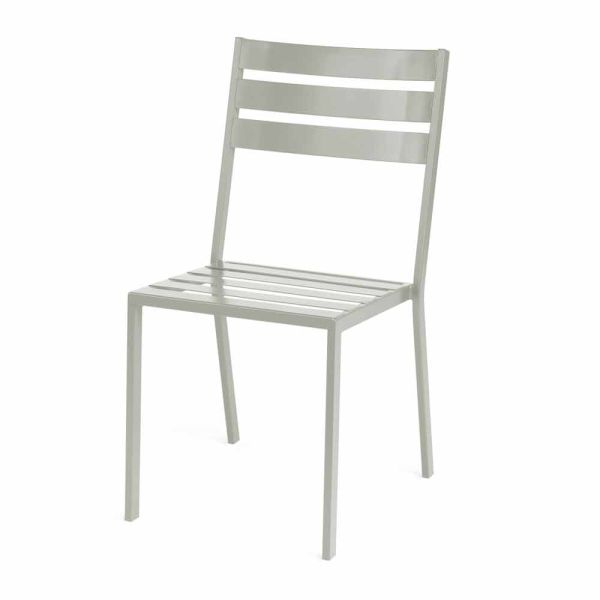 Outdoor-stuhl aus perlweiß lackiertem eisen made in italy 4 stück - bernie