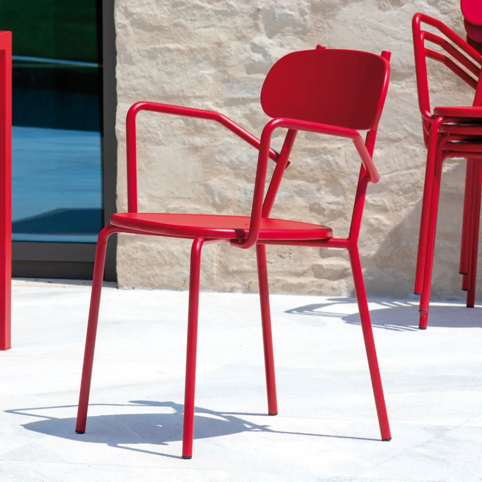 Gartenstuhl aus Metall mit Armlehnen Made in Italy 4 Stück - Pixie Viadurini