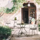 Gartenstuhl mit Armlehnen im Shabby-Chic-Design aus Stahl – Verzauberung Viadurini