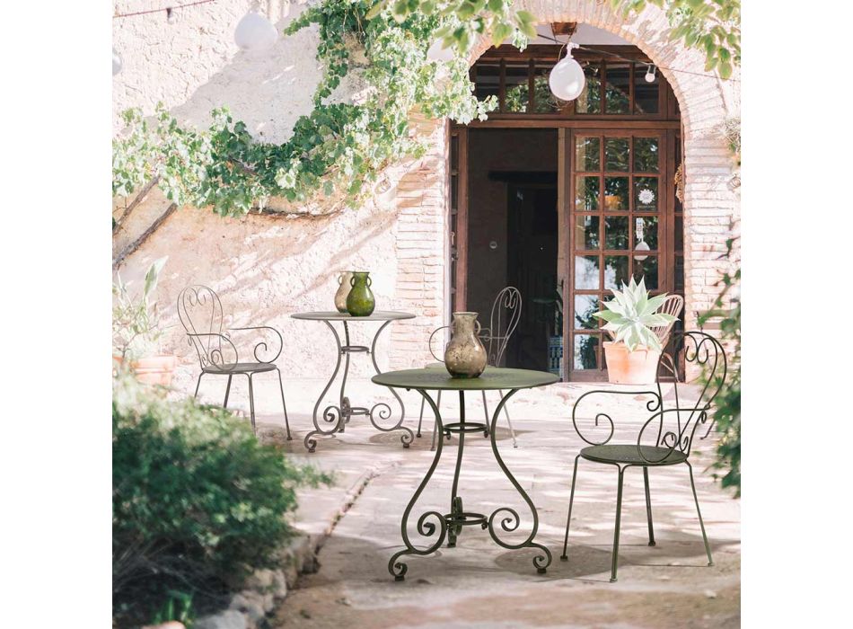Gartenstuhl mit Armlehnen im Shabby-Chic-Design aus Stahl – Verzauberung Viadurini
