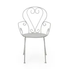 Gartenstuhl mit Armlehnen im Shabby-Chic-Design aus Stahl – Verzauberung Viadurini