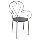 Gartenstuhl mit Armlehnen im Shabby-Chic-Design aus Stahl – Verzauberung Viadurini