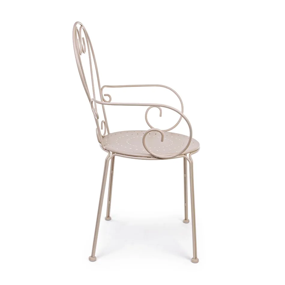 Gartenstuhl mit Armlehnen im Shabby-Chic-Design aus Stahl – Verzauberung Viadurini