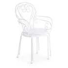 Gartenstuhl mit Armlehnen im Shabby-Chic-Design aus Stahl – Verzauberung Viadurini