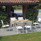 Stapelbarer Gartenstuhl aus weißem Aluminium mit Armlehnen - Lyonel Viadurini