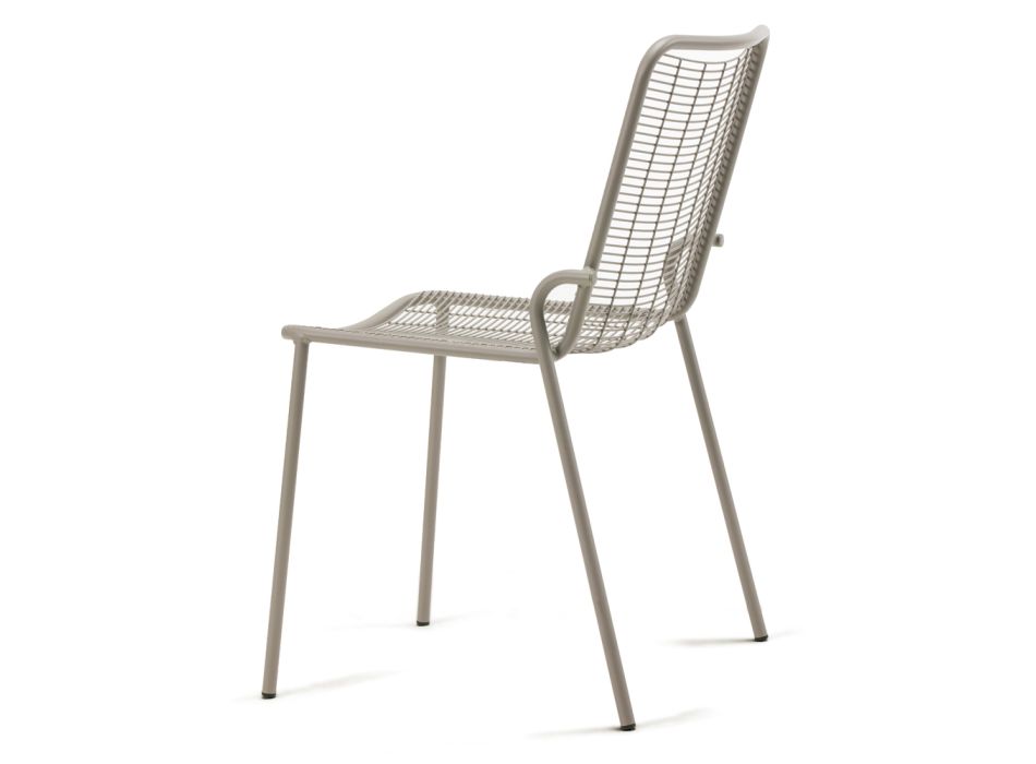 4 stapelbare Metallstühle für den Außenbereich, hergestellt in Italien