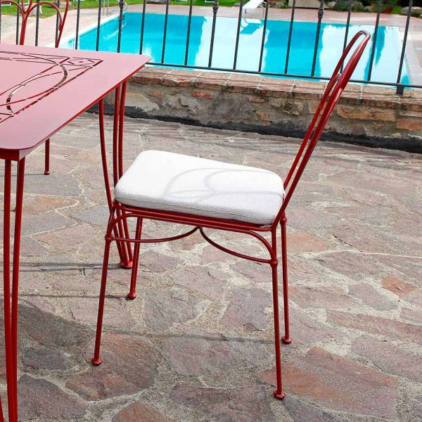 Gartenstuhl aus rotem eisen mit kissen made in italy, 2 stück - achat