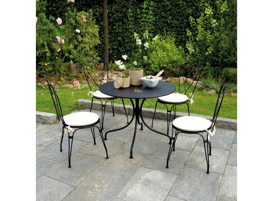 Gartenstuhl aus schwarz lackiertem Eisen mit stapelbarer Struktur - Nacim Viadurini
