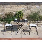 Gartenstuhl aus schwarz lackiertem Eisen mit stapelbarer Struktur - Nacim Viadurini