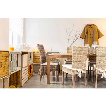 Design Gartenstuhl aus Holz mit Kissen für den Außenbereich, 4 Stück - Ethereal