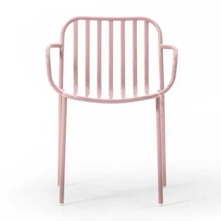 Gartenstuhl aus Metall mit Armlehnen Made in Italy 2 Stück - Einfach Viadurini