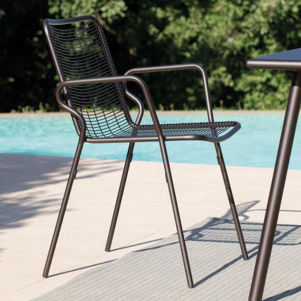 Gartenstuhl aus metall mit armlehnen made in italy 2 stück - vikas