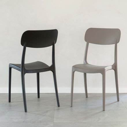 Stapelbarer Stuhl für den Innen- und Außenbereich aus Polypropylen in verschiedenen Farben - Garima Viadurini