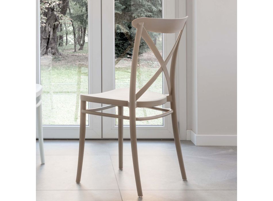 Stapelbarer Stuhl für den Innen- und Außenbereich aus verstärktem Harz mit Glasfaser – Naira Viadurini