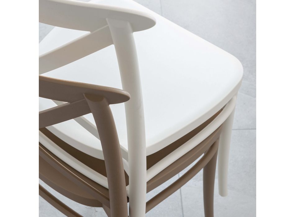 Stapelbarer Stuhl für den Innen- und Außenbereich aus verstärktem Harz mit Glasfaser – Naira Viadurini