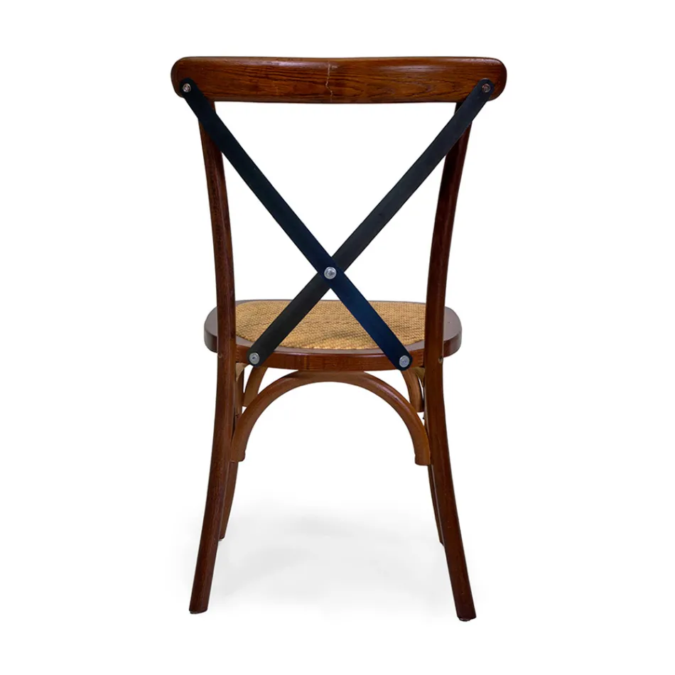 Stapelbarer Innenstuhl aus Eichenholz und Rattansitz - Barriera Viadurini