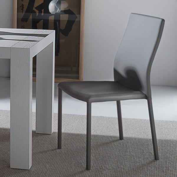 Esszimmerstuhl mit struktur und sitz aus farbigem kunstleder, 4 stück - alba