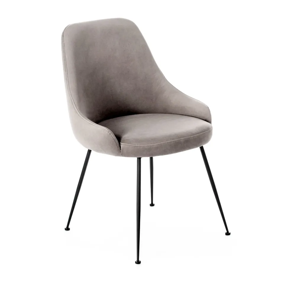 Wohnzimmerstuhl mit Sitz aus Mikrofaserstoff in verschiedenen Farben – Sandelholz Viadurini