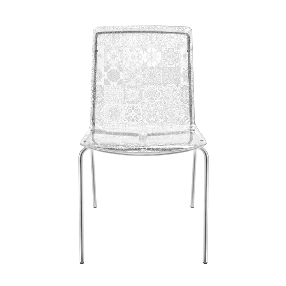 Wohnzimmerstuhl aus Plexiglas und Eisen, hergestellt in Italien, 2 Stück – Pumbaa Viadurini