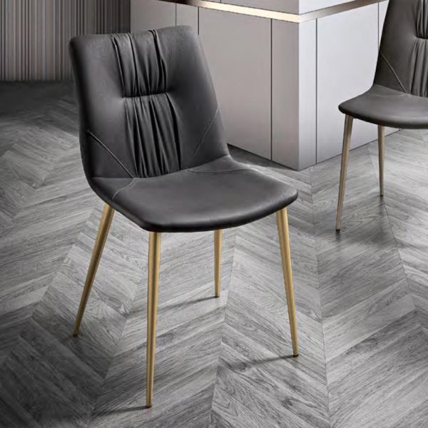 Wohnzimmerstuhl aus faserstoff mit ledereffekt und metall made in italy - gohan