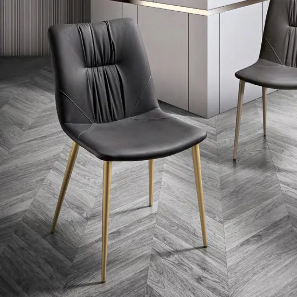 Wohnzimmerstuhl aus Faserstoff mit Ledereffekt und Metall Made in Italy - Gohan Viadurini