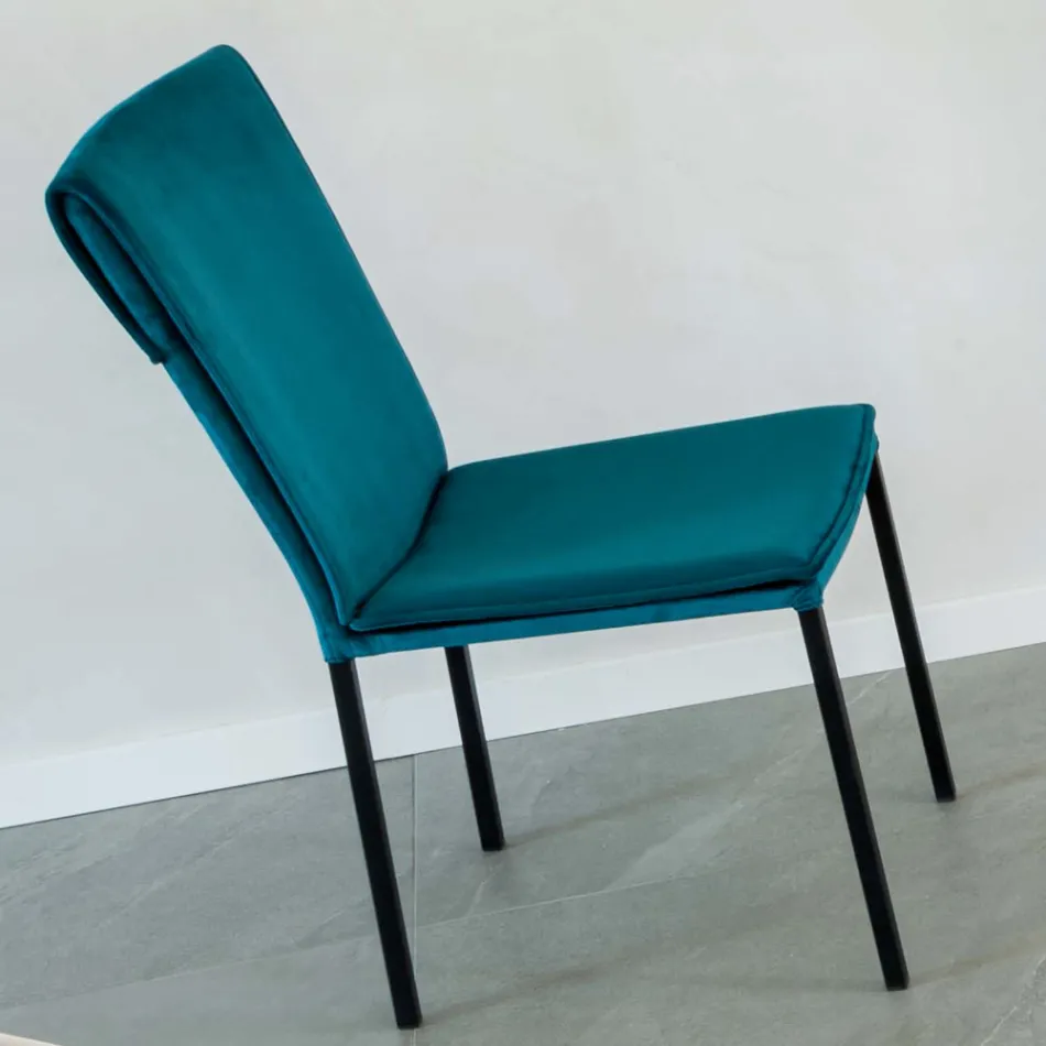 Wohnzimmerstuhl aus schmutzabweisendem Samt und schwarzer Struktur – Haroon Viadurini