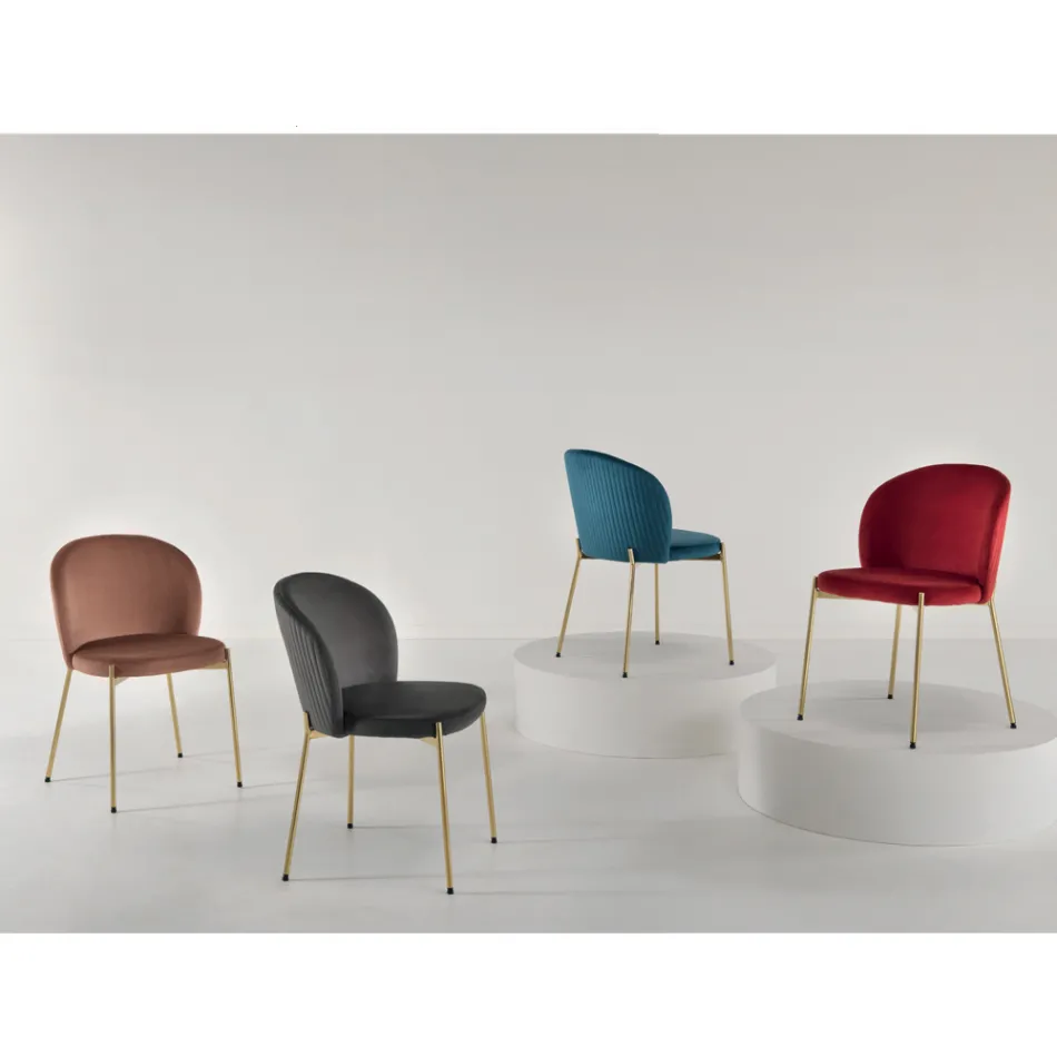 Wohnzimmerstuhl aus gepolstertem Samt und goldenem Metall 4 Stück - Assunta Viadurini